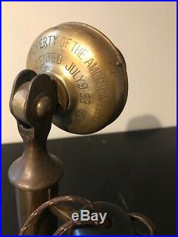 Antique Vintage American Bell Candlestick Telephone Phone 1892 Ear Piece 1913