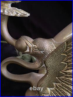 Antique/Vintage Brass Griffin/Winged Dragon Gothic Candlestick Holders