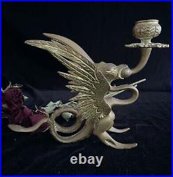 Antique/Vintage Brass Griffin/Winged Dragon Gothic Candlestick Holders