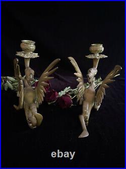 Antique/Vintage Brass Griffin/Winged Dragon Gothic Candlestick Holders