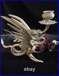 Antique/Vintage Brass Griffin/Winged Dragon Gothic Candlestick Holders