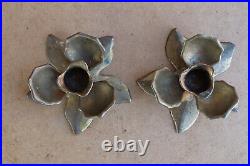 Antique Vintage Candle Holders Candlestick Italian Brass Flower Mid-Century 1960