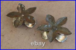 Antique Vintage Candle Holders Candlestick Italian Brass Flower Mid-Century 1960