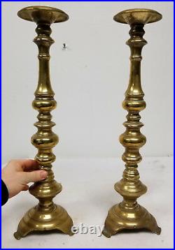 Antique Vintage Gilt Brass Bronze Large Candlesticks Decorative Altar Sticks
