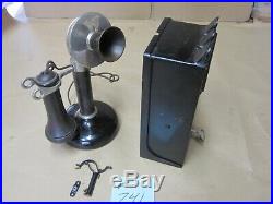 Antique Vintage Grey TelPay Station Hotel Dean Candlestick Pay Phone Wall