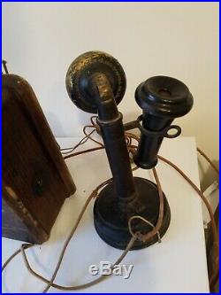 Antique Vintage Kellogg Candlestick Tabletop Telephone