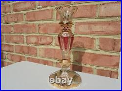 Antique Vintage Moser Art Glass Cranberry Gold Cabochon Candlestick 9 5/8