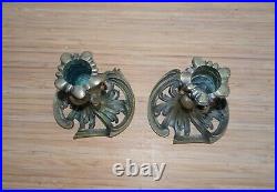 Antique Vintage Pair Cast Bronze Art Nouveau Candle Sticks Pattern No 4550