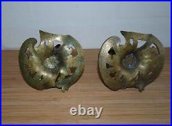 Antique Vintage Pair Cast Bronze Art Nouveau Candle Sticks Pattern No 4550