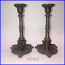 Antique/ Vintage Pair Of Bronze Patina Candle Sticks, Holder