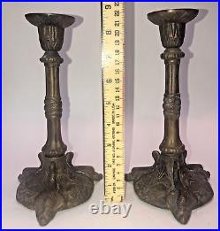 Antique/ Vintage Pair Of Bronze Patina Candle Sticks, Holder
