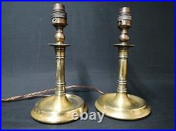 Antique Vintage Pair of Limpet Adjustable Brass Candlestick Reading Lamps