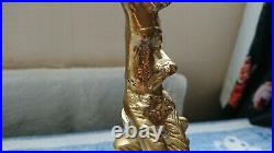 Antique Vintage Retro Lady Figurine Brass Candelabra Candlestick Candle Holder