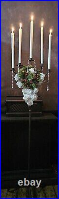 Antique Vintage Rustic Floor Standing Christmas Church Candelabra Candle Stick