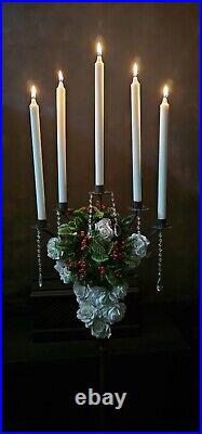 Antique Vintage Rustic Floor Standing Christmas Church Candelabra Candle Stick