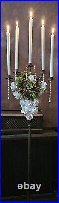 Antique Vintage Rustic Floor Standing Christmas Church Candelabra Candle Stick