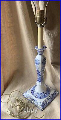 Antique Vintage SPODE BLUE WHITE ITALIAN Candlestick Candle stick lamp ENGLAND