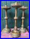Antique-Vintage-Trio-Pair-French-Brass-Tall-Altar-Candle-Stick-Holders-01-pkvc