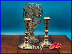 Antique Vintage Weighted Sterling Silver 925 Pair of Candlesticks/Holders 661g