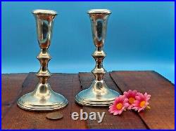 Antique Vintage Weighted Sterling Silver 925 Pair of Candlesticks/Holders 661g