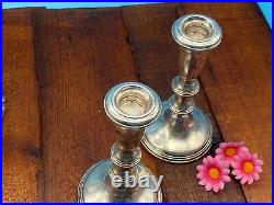 Antique Vintage Weighted Sterling Silver 925 Pair of Candlesticks/Holders 661g