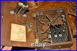 Antique Vintage Western Electric Brass Candlestick Telephone & Ringer Box Set