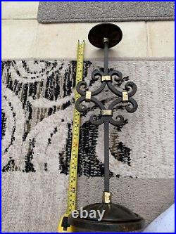 Antique Vintage Wrought Iron Candle Stick Holder With Brass Unique Design