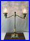 Antique-Vtg-Brass-Candlestick-Table-Lamp-Art-Deco-2-Arm-Desk-Student-Glass-Shade-01-jzi