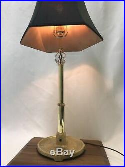Antique Vtg MILLER Brass Candlestick Table Lamp Desk Banker Art Deco / Hollywood