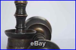Antique damascus candlestick handmade brass vintage copper old rare 19th DHL