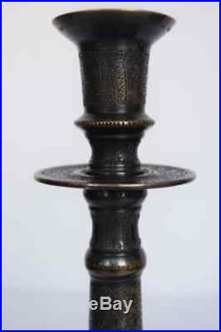 Antique damascus candlestick handmade brass vintage copper old rare 19th DHL