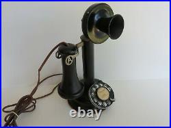 Antique telephone Stair step candlestick Older A E dial Working vintage phone