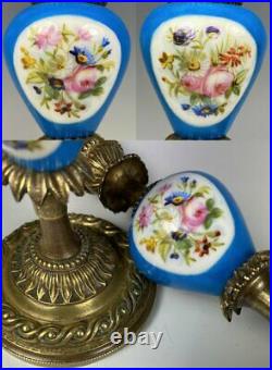 Antique to Vintage French Candlestick Pair, Old Paris Porcelain, Hand Painted