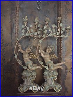 Antique/vintage Large Wood Cherub/ Angel Candlesticks-lamp/bases Restoration