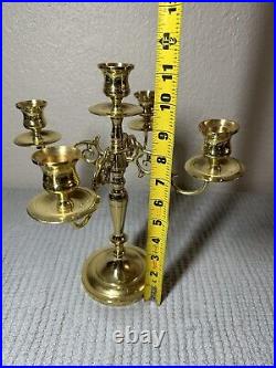 BALDWIN Vintage 4 Arm 5 Candle Brass Weighted Candelabras Candlesticks 11, Lot3