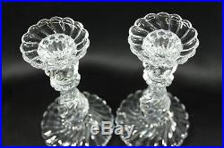 Baccarat Bambous Vintage Pair of Crystal Glass Candlesticks with Swirl