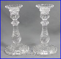 Baccarat Bambous Vintage Pair of Crystal Glass Candlesticks with Swirl