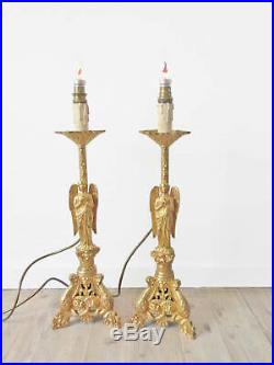 Baroque Altar Style Vintage Gilt Spleter Gold Candlestick Church Lamps