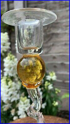 Beautiful Collection of 6 Vintage First Glass Amber Candlesticks