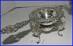 Beautiful Ornate Vintage. 800 Silver Sugar Bowl, Strainer and Candlestick Set