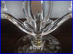 Beautiful Vintage Heisey Rose Clear Glass Flame Double Candlestick