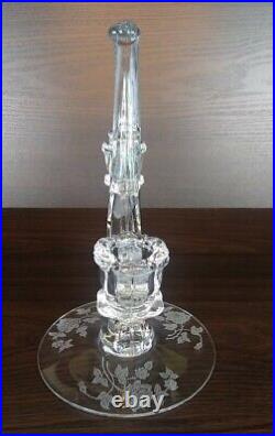 Beautiful Vintage Heisey Rose Clear Glass Flame Double Candlestick