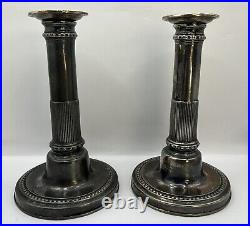 Bergdorf Goodman VTG Italia Marked Candle sticks, Silver Toned, 7 3/4 x 4 1/2