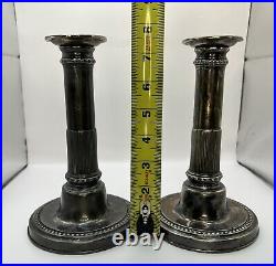 Bergdorf Goodman VTG Italia Marked Candle sticks, Silver Toned, 7 3/4 x 4 1/2