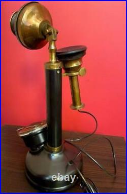 Brass Candlestick Vintage Phone Rotary Dial Working Telephone Vintage Gift Item