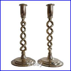 Brass Candlesticks Candlestick Barley Twist Pair Unscrew 25cm / 10 Vintage