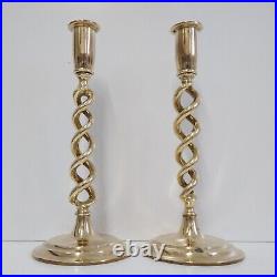 Brass Candlesticks Candlestick Barley Twist Pair Unscrew 25cm / 10 Vintage