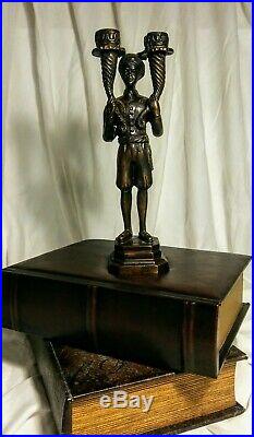 Bronze Blackamoor Servant Statue Candlestick Candle Holder, VINTAGE and RARE