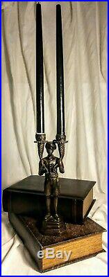 Bronze Blackamoor Servant Statue Candlestick Candle Holder, VINTAGE and RARE