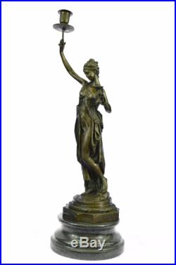 Bronze Sculpture Statue VINTAGE FRENCH GILT & CARVED MARBLE FIGURAL CANDLE STICK
